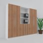 Preview: Büro Schrankwand MS5 240 cm breit 200,4 cm hoch Dekor Weiß-Nussbaum